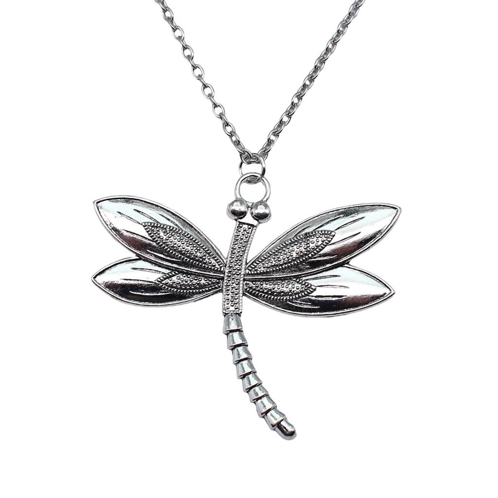 Openwork Dragonfly Pendant Necklace Insect Nature Boho Jewelry 45cm or 70cm long chain