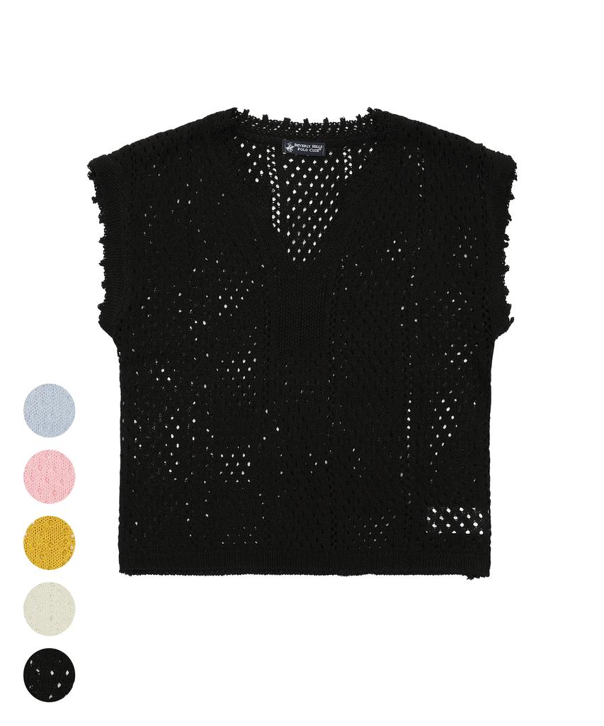 BHPOLOCLUB Women'S Summer Airhole Scallop Vintage Knit 5 Colors Tk104