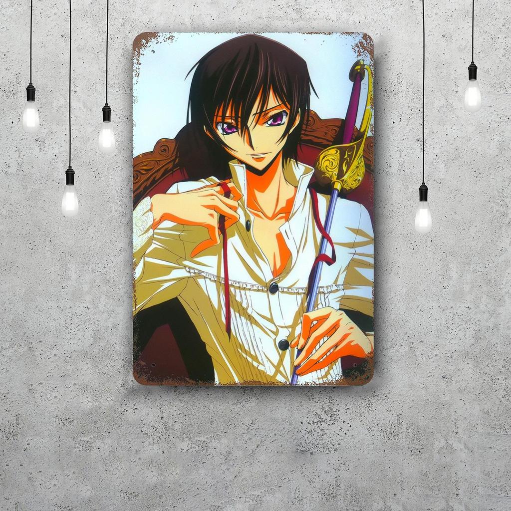 Code Geass Anime Vintage Metal Tin Signs Posters Decor Retro Metal Plaque Wall Art Decor for Garage Bar
