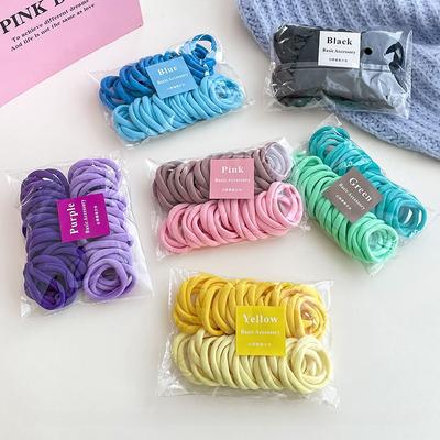 50 STÜCKE/Set Frauen Mädchen 4CM 2CM Bunte Nylon Elastische Haargummis Pferdeschwanzhalter Gummibänder Scrunchie Stirnband Haaraccessoires