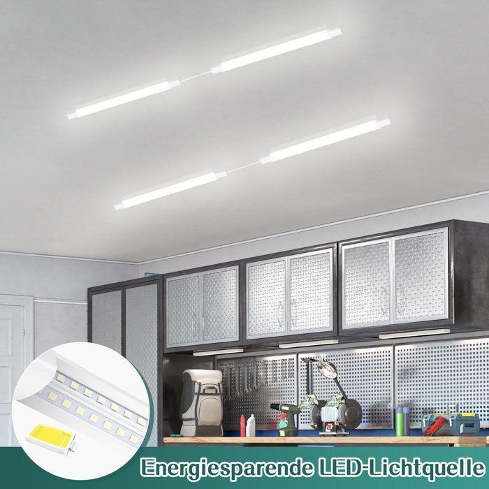 Plafonnier LED étanche - NETTLIFE - 90cm Tube 24W - IP65 - 5000K - Lot de 2