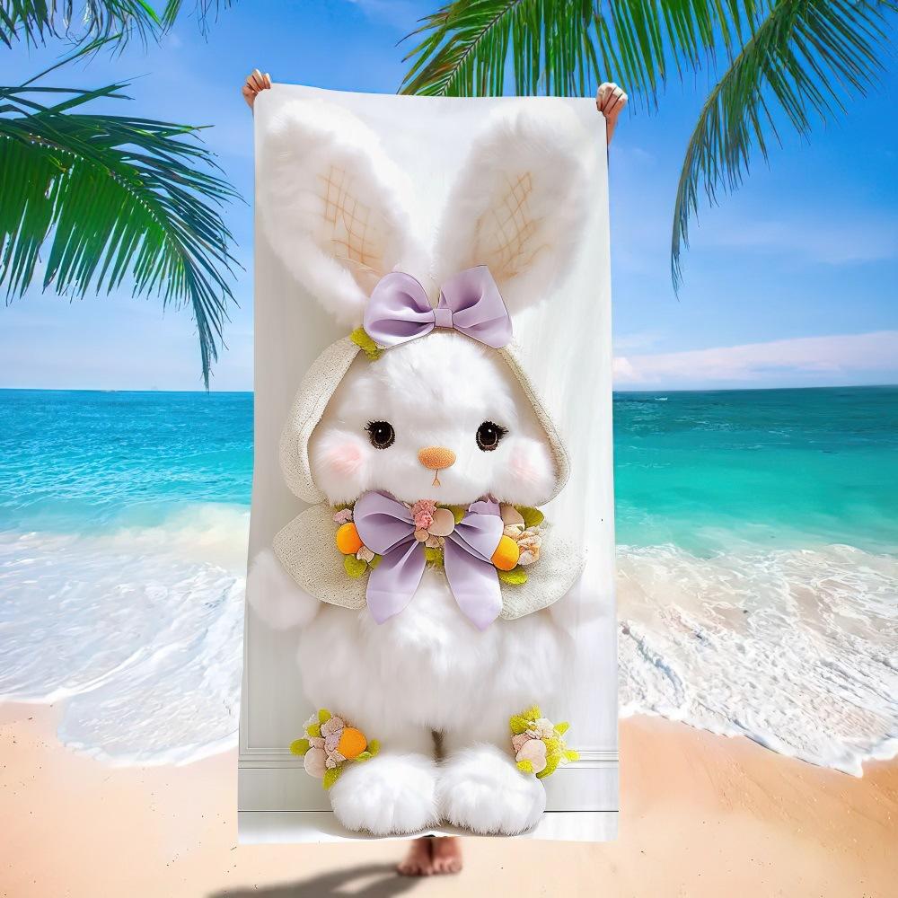 New Easter Beach Towel Festive Party Arrangement Outdoor Beach Towel Microfiber Rabbit