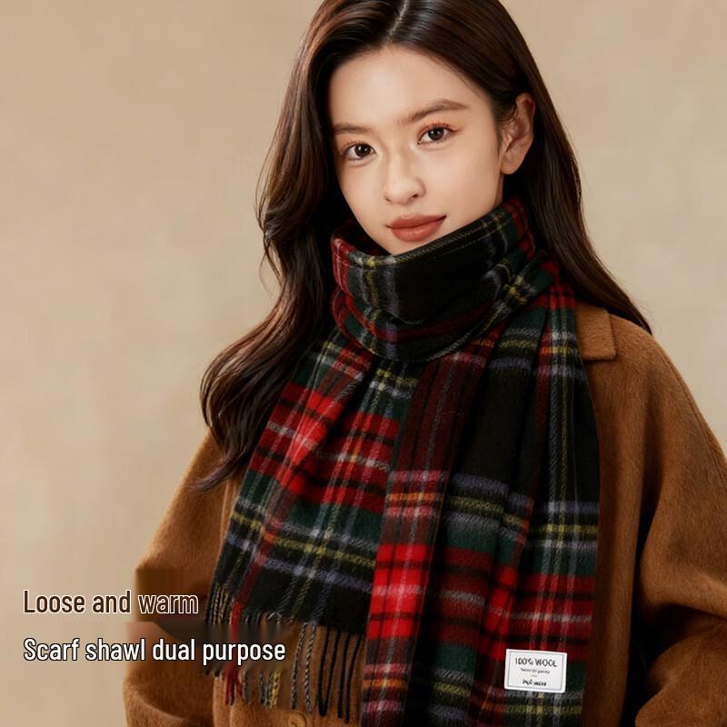 Mao Ren Women's Wool Plaid Scarf & Shawl