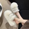 Winter Women Slippers Designer Belt Buckle Furry Slippers Fashion Outdoor Casual Slides 7cm Height Increasing Platform Slippers