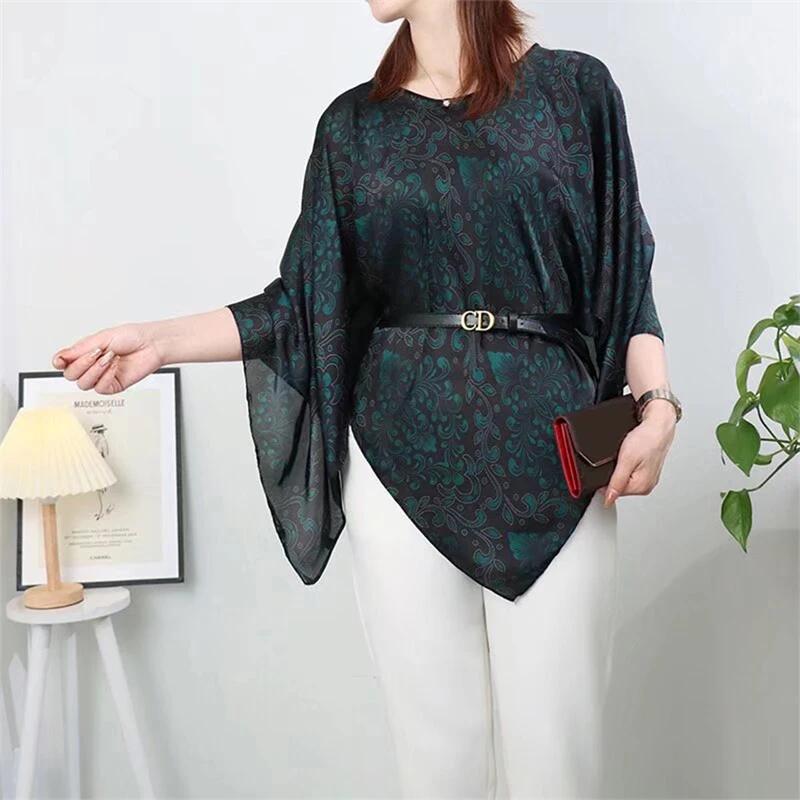 2025 Shawls Summer Beach Sexy Women Fashion Print Chiffon Smock Bikini Cover Up Loose Blouse Sunscreen Comfortable Poncho Hot