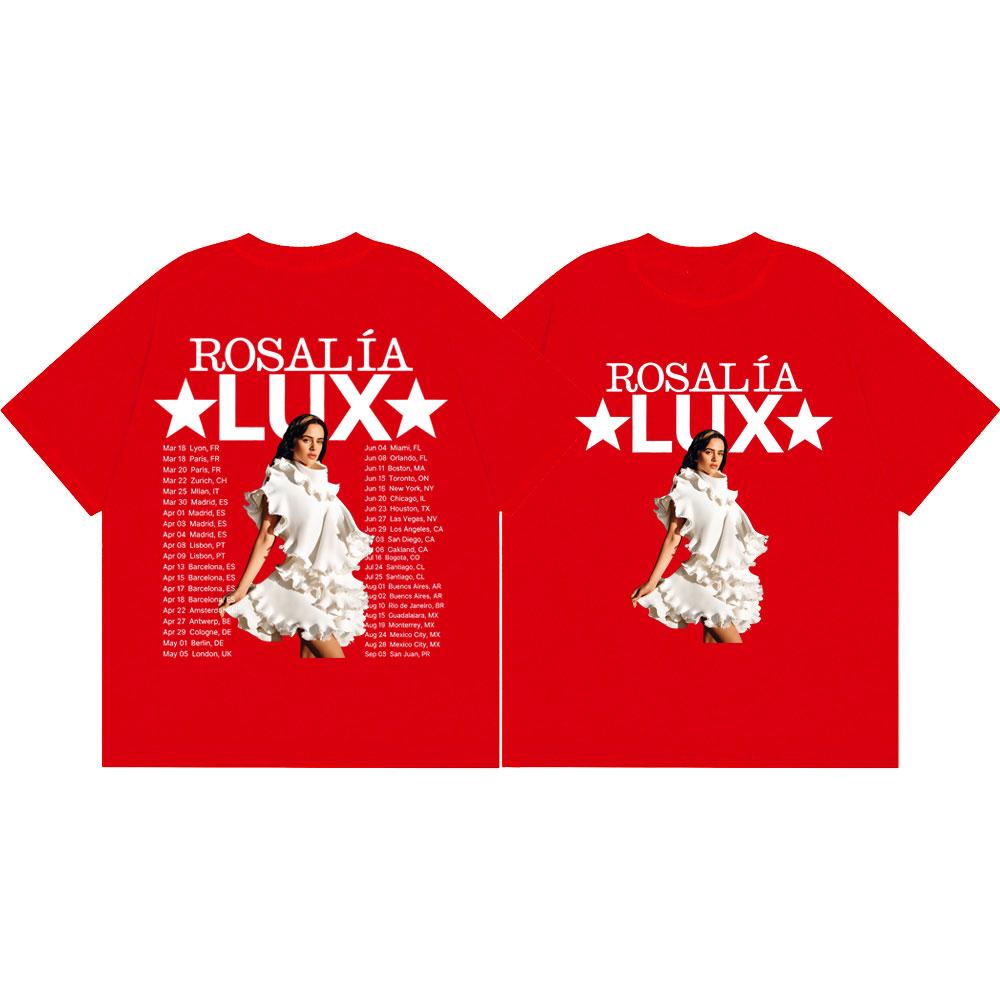 Rosalia LUX Tour 2026 Double Sided Graphic T Shirts Men Women Fashion Pop Music T-shirt High Quality Cotton Oversized T-shirts