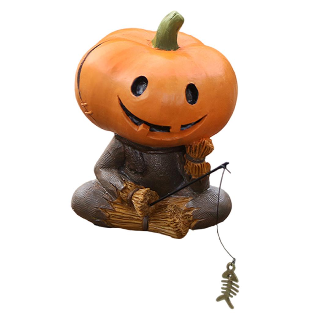 Pumpkins Scarecrows Fishing Figurine Personalized Office Desk Shelf Decoration For Halloween