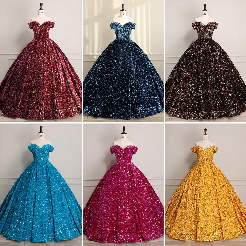 Cross-border Shiny Pitaya Puffy Skirt Wedding & Evening Gown