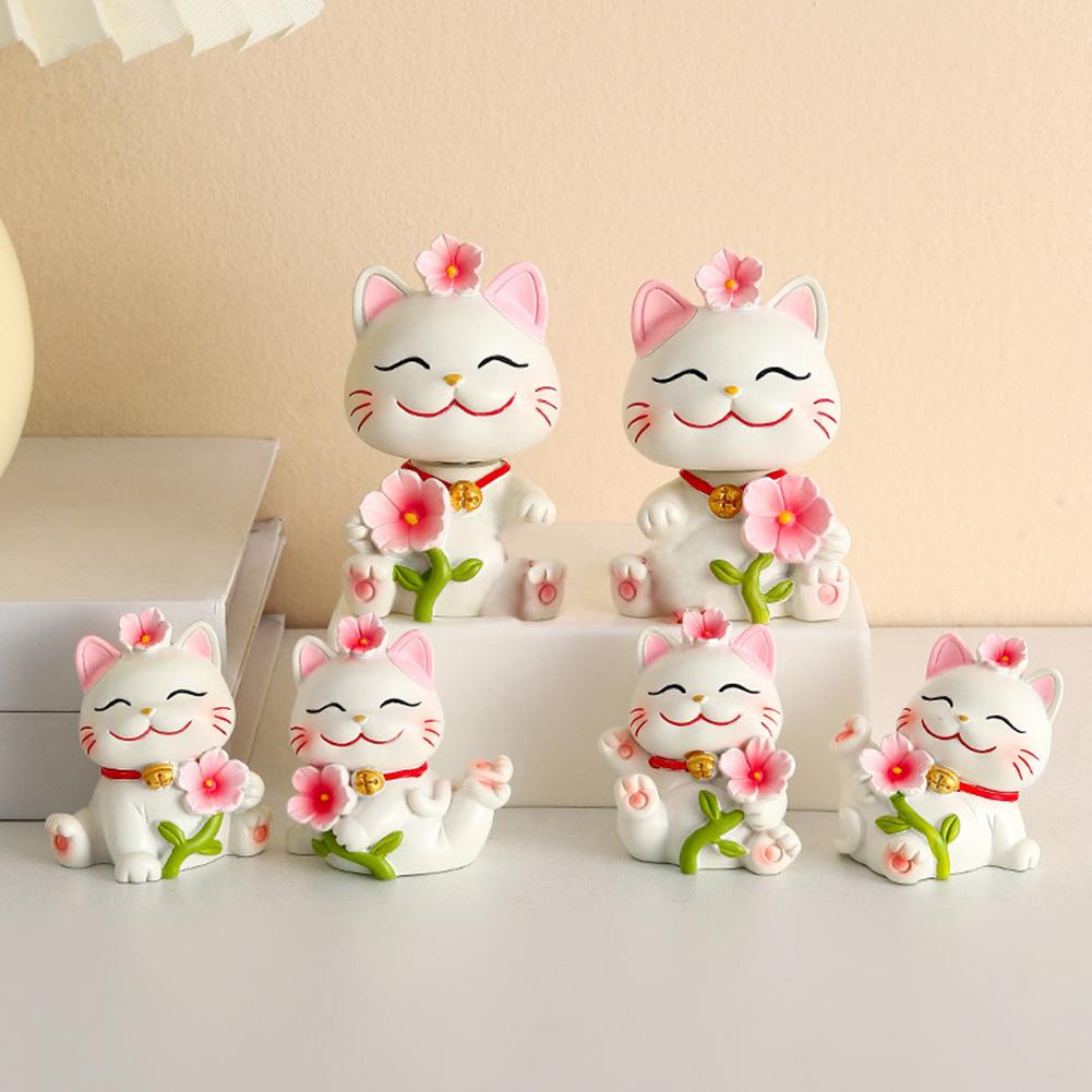 Lucky Cat Micro Landscape Decoration Resin Lucky Cat Figurine Statue Home Decor For Welcoming Fortune Good Luck