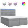 Box Spring Bed with Mattress Light Grey 200 x 200 cm Fabric