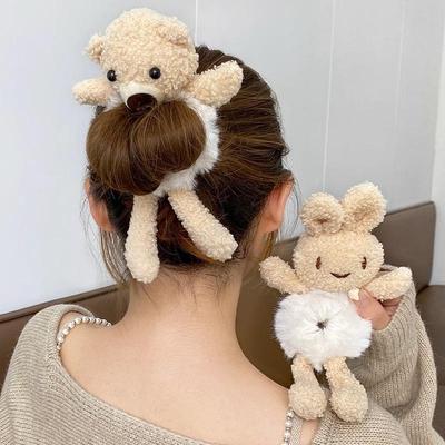 Set Cerchietto e Elastico per Capelli Orso Invernale – Simpatici Accessori per Capelli di Peluche per Donne