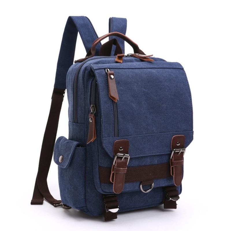European American Retro Unisex Canvas Backpack Fashion Simple Solid Color Business Commuting Computer Bag Outdoor Leisure Portable Travel Knapsacks