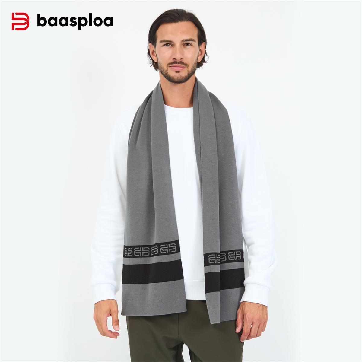 

Baasploa зимний шарф вязаный теплый мужской и женский универсальный все в одном высококачественный брендовый модный мужской зимний шарф серый