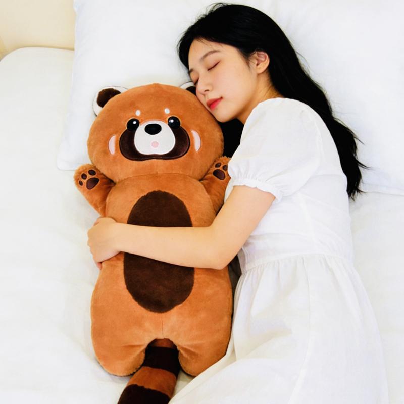 Chubby Red Panda Soft Buddies Gentle Warm Long Body Beast Toss Bolster Cozy Naptime Playmate Sweet Living Room Display Little Ones Keepsake
