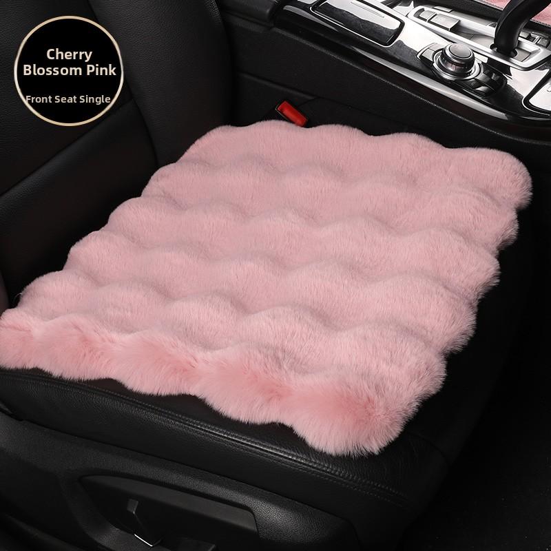 Heated Car Cushion Winter Warm Comfortable Bubble Velvet Simulation Rabbit Fur Car Pad 5 Seats Non-Backrest