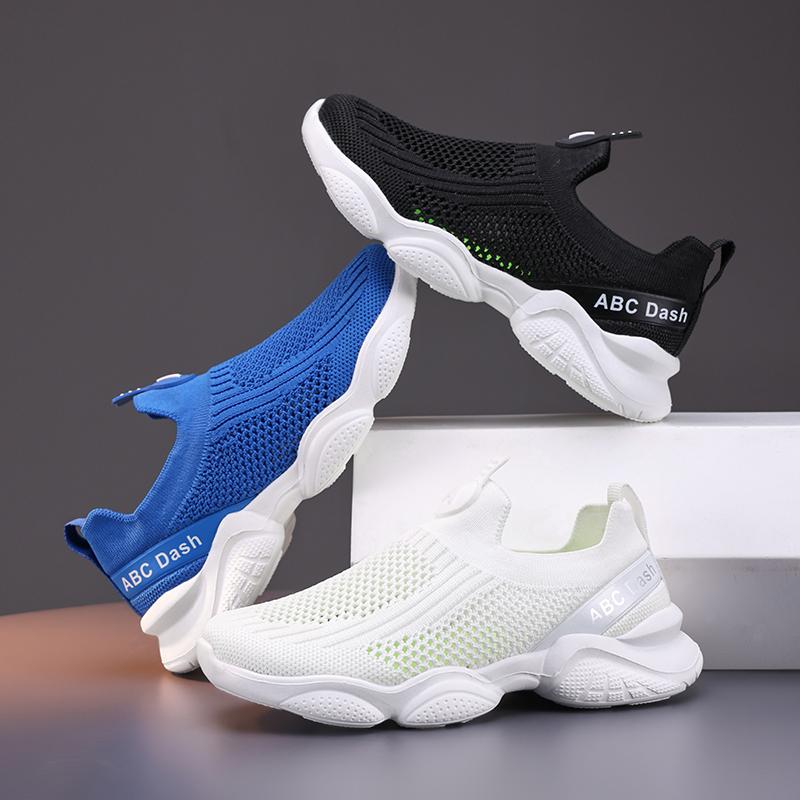 New Children Casual Shoes Breathable Knit Sneakers for Kids Slip Ons Running Shoes Boys Lightweight Comfortable Walking Shoes
