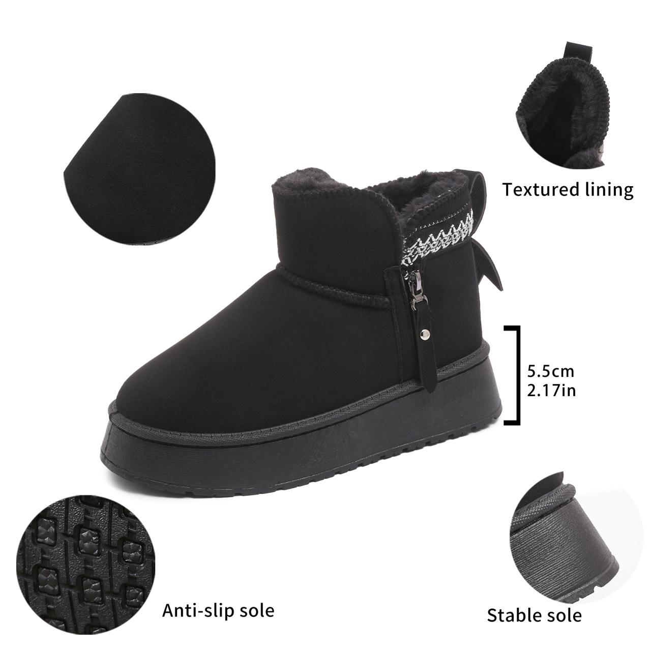 

Snow boots women s winter 2025 new velvet thickened cotton shoes platform thermal short boots casual large size snow cotton boots 35 чёрный