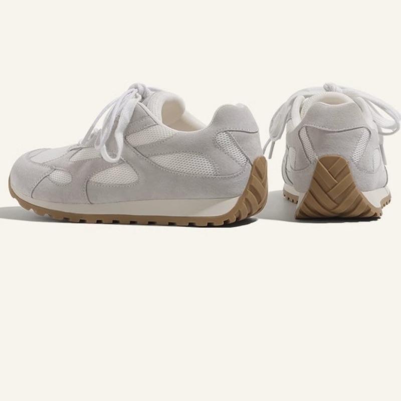 Leather~ Spring new sub-lace-up sports and leisure shoes flat-bottomed retro mesh breathable women's shoes