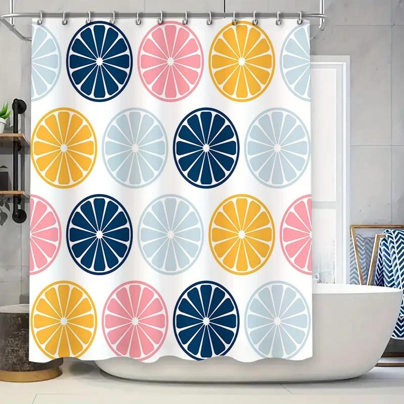 

Waterproof Shower Curtain With Orange Slice Pattern Decorative Bathroom Liner For Home Use Would Be A Suitable 128-Character Tit W60H190(CM)-1 Pcs