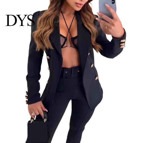 Slim Fit Suit Coat Women Lapel Long Sleeve Cardigan Solid Color Versatile Open Front Jacket Business Outerwear