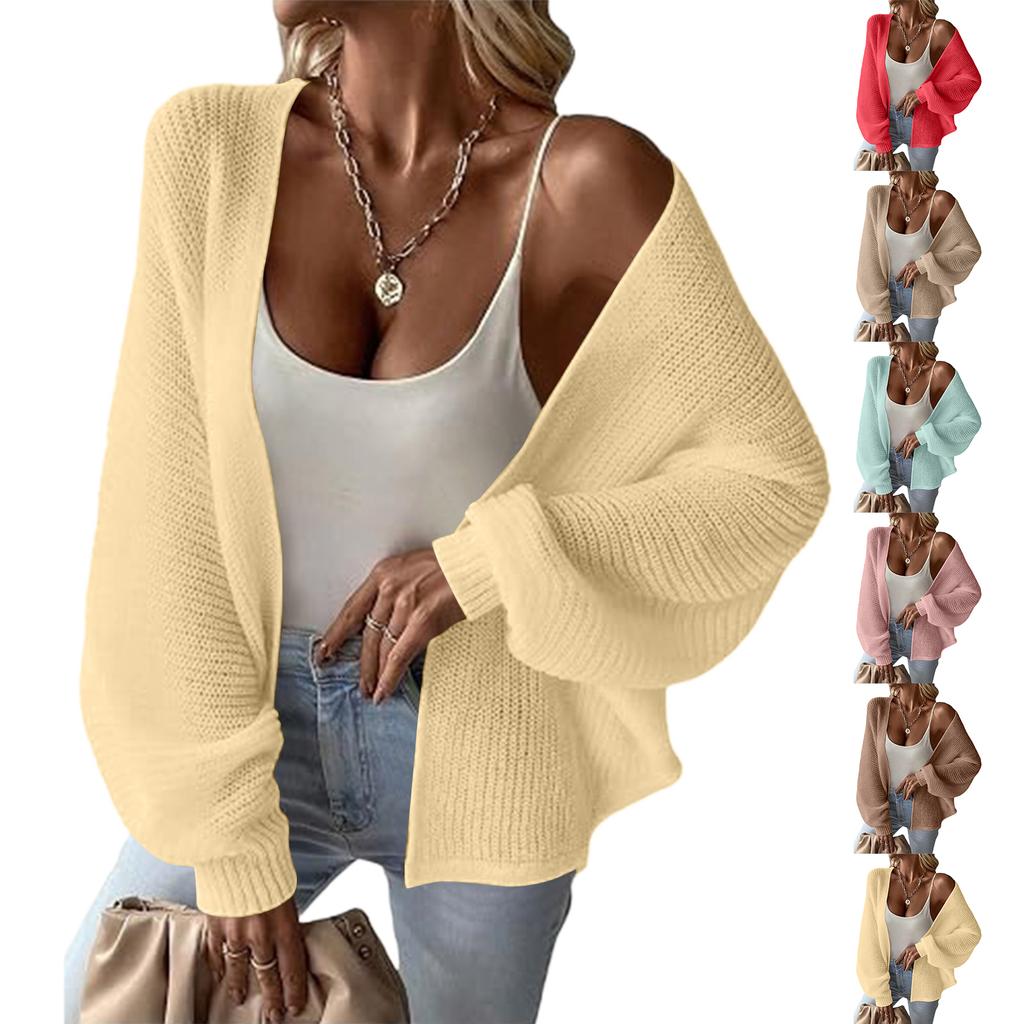 Women's Color V-Neck Long Sleeve Cardigan Sweater