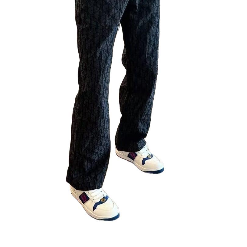 Men's Jeans: Stylish All-Over Print, Autumn Lightweight, Straight-Leg, Trendy Loose-Fit.