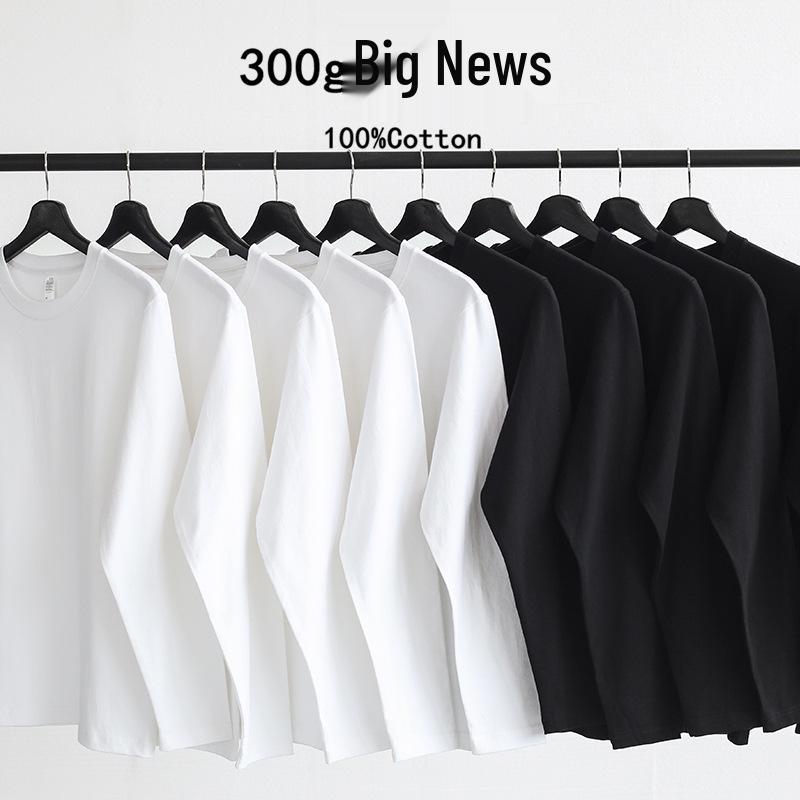 

Men s Heavyweight Pure Cotton White Long Sleeve T-Shirt L (recommended 65-75 kg)