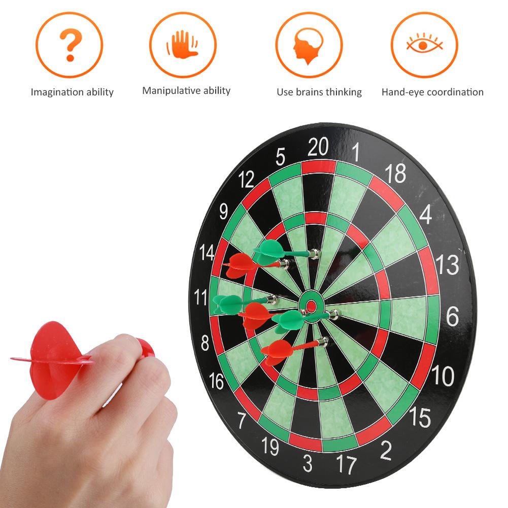 Children Safety Kid Playing Sport Game Toy Magnetic Plastic Dartboard Dart Disk Set 15in Green