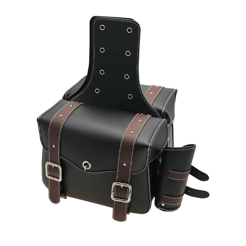 Retro PU Leather Anti-theft Motorcycle Saddlebag - Waterproof