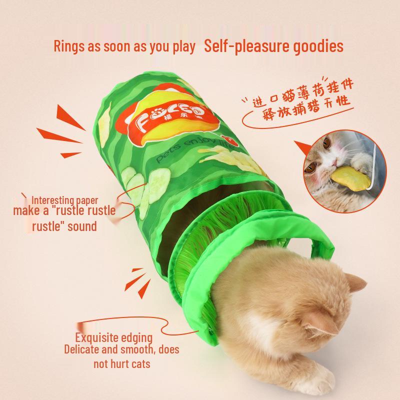 Crinkle Sound Potato Chip Cat Tunnel - Tear-Resistant Pet Toy Series