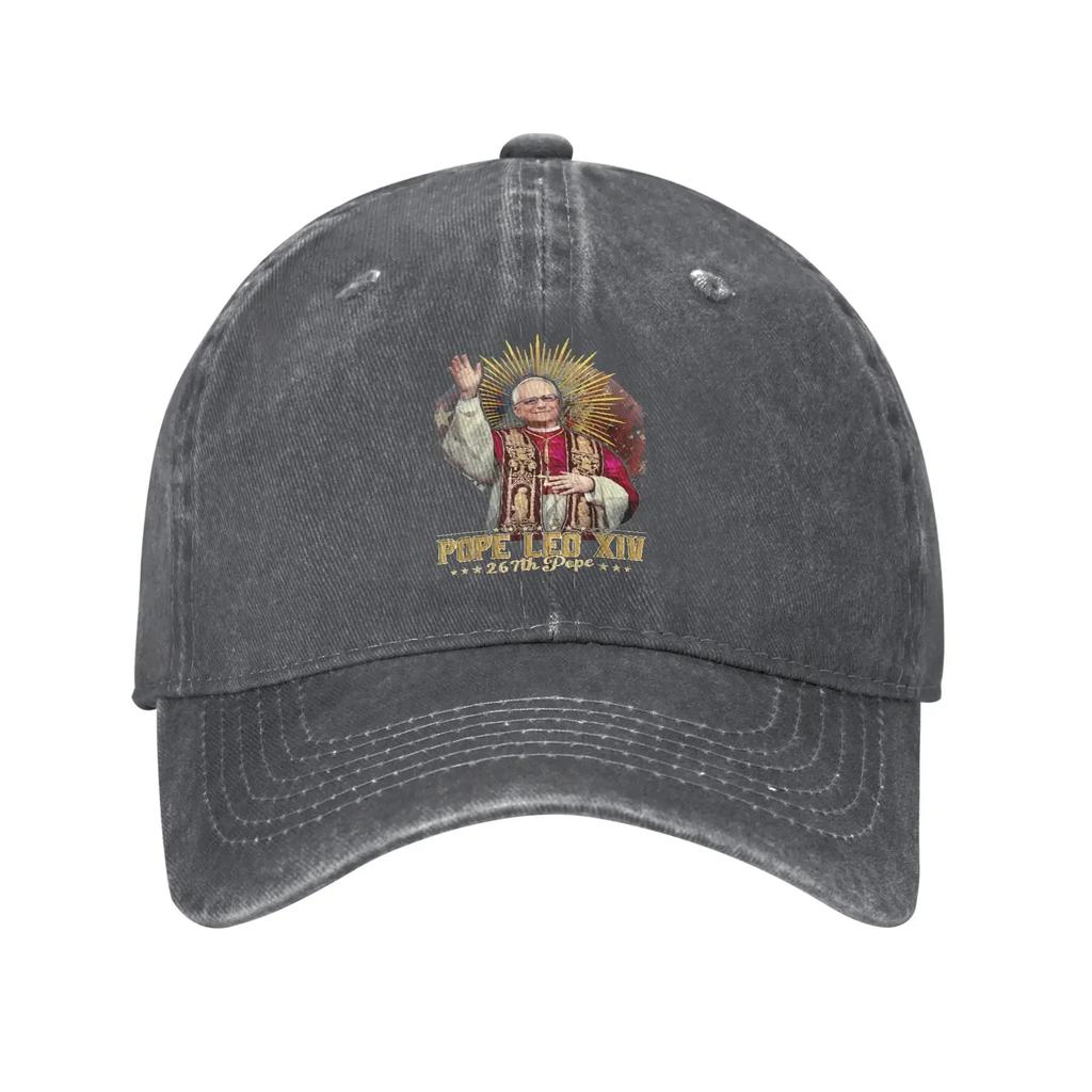 God Bless Pope Leo Unisex Style Baseball Cap American Distressed Denim Cap Vintage Outdoor Summer Unstructured Soft Snapback Hat