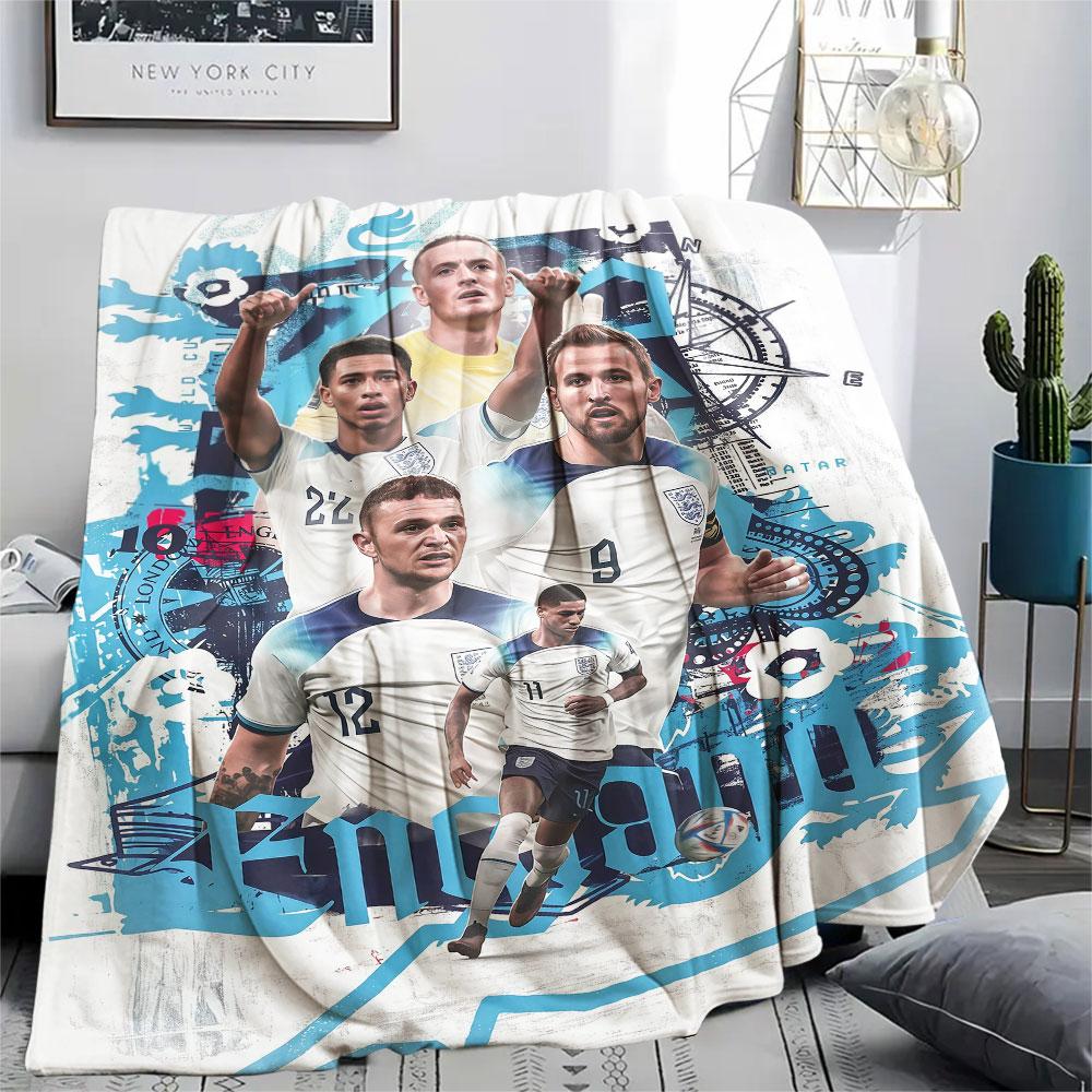 1PC England National Football Team Patterned Flannel Blanket Suitable For All Seasons for Home Decor Warmth and Comfort Gifts Holiday Present