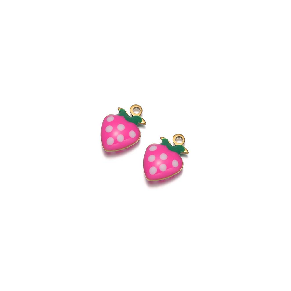 20Pcs Stainless Steel Small Enamel Heart Strawberry Charms for DIY Jewelry Necklace Kids Girls Bracelets Pendant Earrings Making