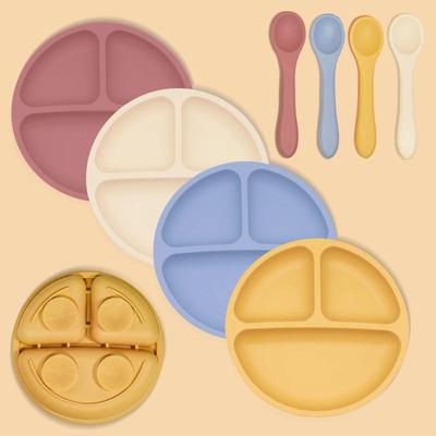 Silicone Round Divided Plate for Children - 2-Piece Food-Grade Set