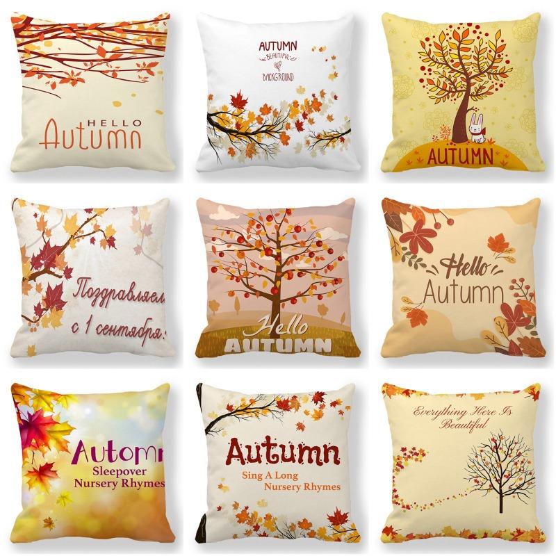 Thanksgiving Day Pattern Digital Printing Short Plush Pillow Covers for Car Sofa Office Cushion Cover Home Goods 60x60cm