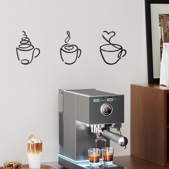 Taza de Café Arte de Pared Metálico Alambre de Hierro Negro Vintage Decoración de Pared para Cafetería Temática Rústica Señal Colgante de Pared para Bar Cocina Restaurante Tienda Hogar