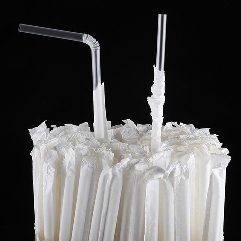 100Pcs Disposable Plastic Curved Drinking Straws Wedding Party Bar Drink Straw