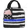 American Usa Flag Lunch Tote Bag for Women Men Reusable Insulated Cooler Lunch Box Container with Pocket for Work Office Trip