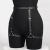 Damen Mode Harness Bein-Harness PU-Leder Verstellbar Nieten-Dekor Oberschenkel-Strumpfband Gothic Harness Bondage-Dessous