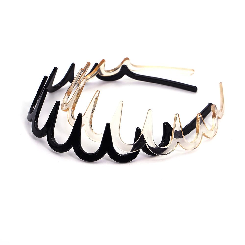 Simple and stylish black toothed non-slip headband for washing face, bangs pressing headband, women's adult hair clip, plastic hairpin, set of 12