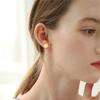 1 Pair Korean Women's Simple Earring Gold Color Stainless Steel Geometric Round Charm Pendent Stud Earrings For Women Jewelry