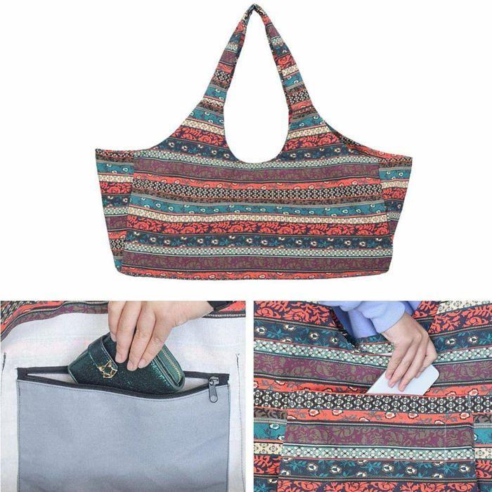 Sac de yoga - mu mianhua - mhyogamat001 - grande capacité - toile de coton - sangle réglable
