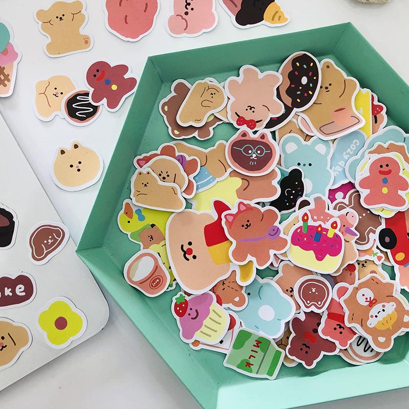 Korean Little Bear 100 Sheets Journal Stickers & Waterproof Notebook Insulated Cup Decor