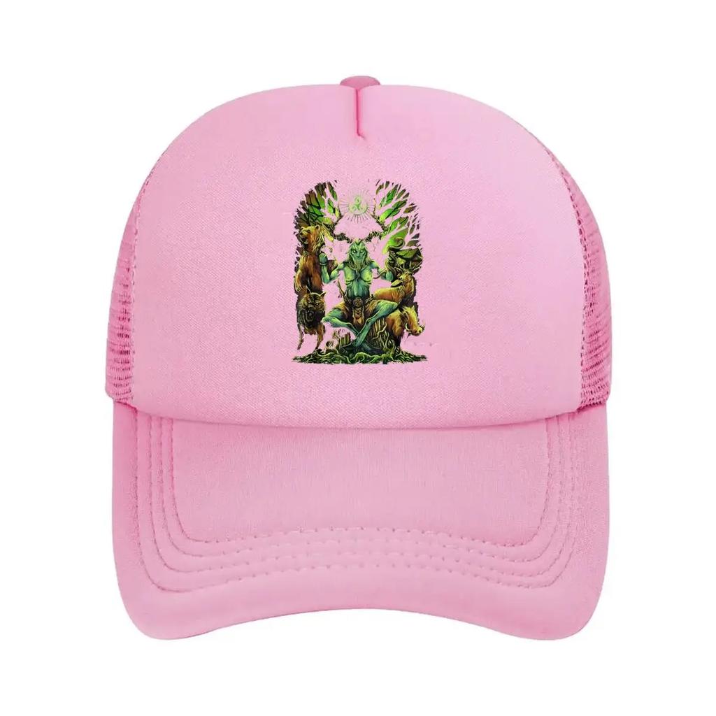 Mythical Figure Surrounded by Animals and Symbols Mesh Baseball Cap