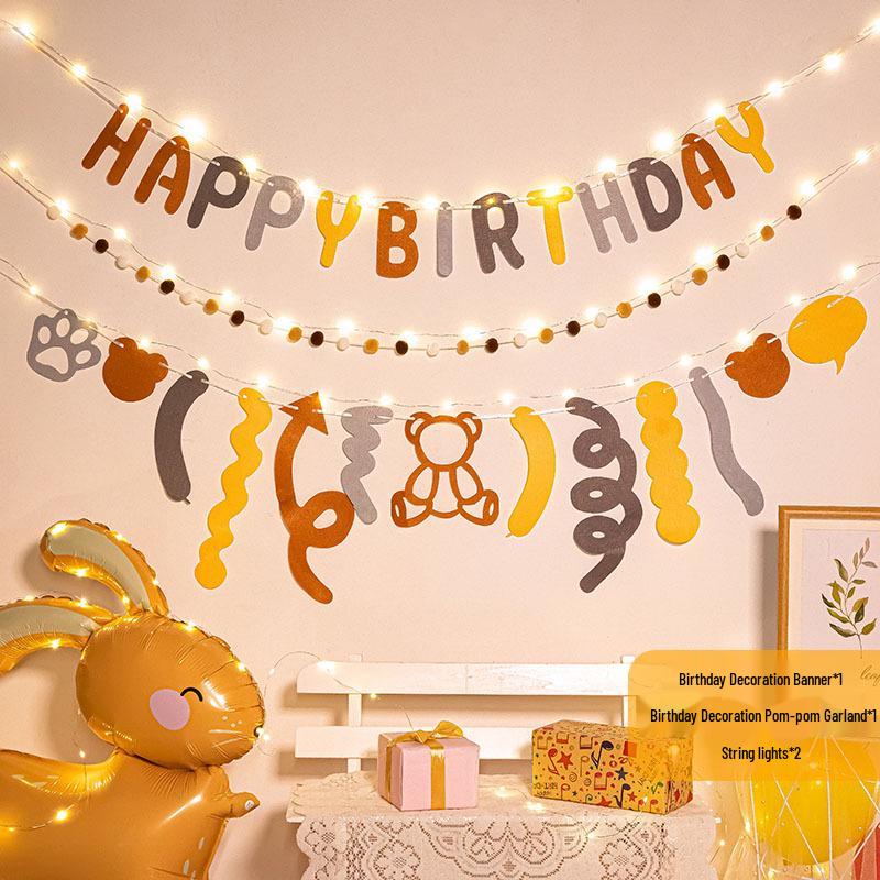 First Birthday Pom-Pom Bunting & Photo Banner for Boys and Girls