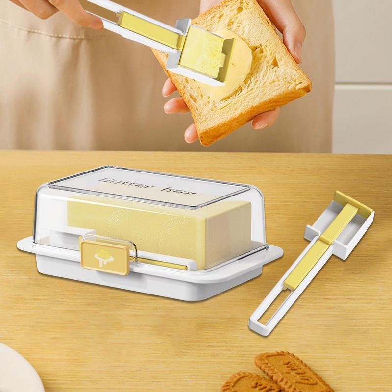 1pc Novelty Plastic Butter Dish with Cutter and Spoon - Food-Grade Freezer-Safe Unbreakable Cheese Keeper Multifunctional Butter
