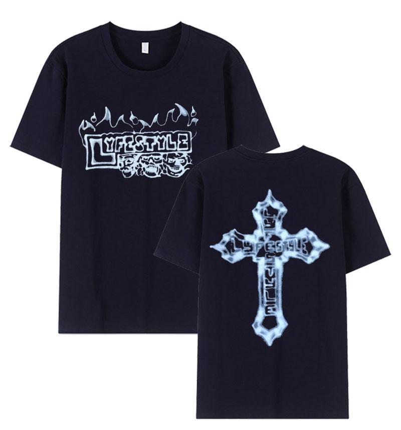 Rapper Yeat Lyfestyle Grafická trička s kostrou Pánské hip hopové gotické tričko s krátkým rukávem Retro nadrozměrná bavlněná trička Streetwear