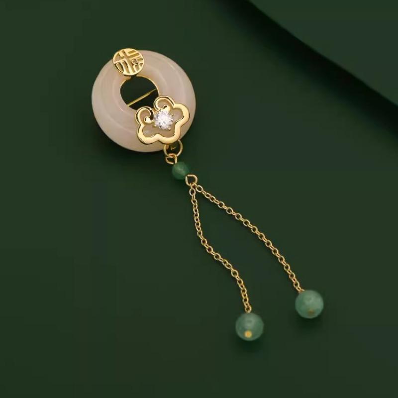 "Fu Character, Good Fortune, Peace and Safety Clasp Brooch, High-end Cheongsam, Suit Accessory, Anti-glare Corsage.