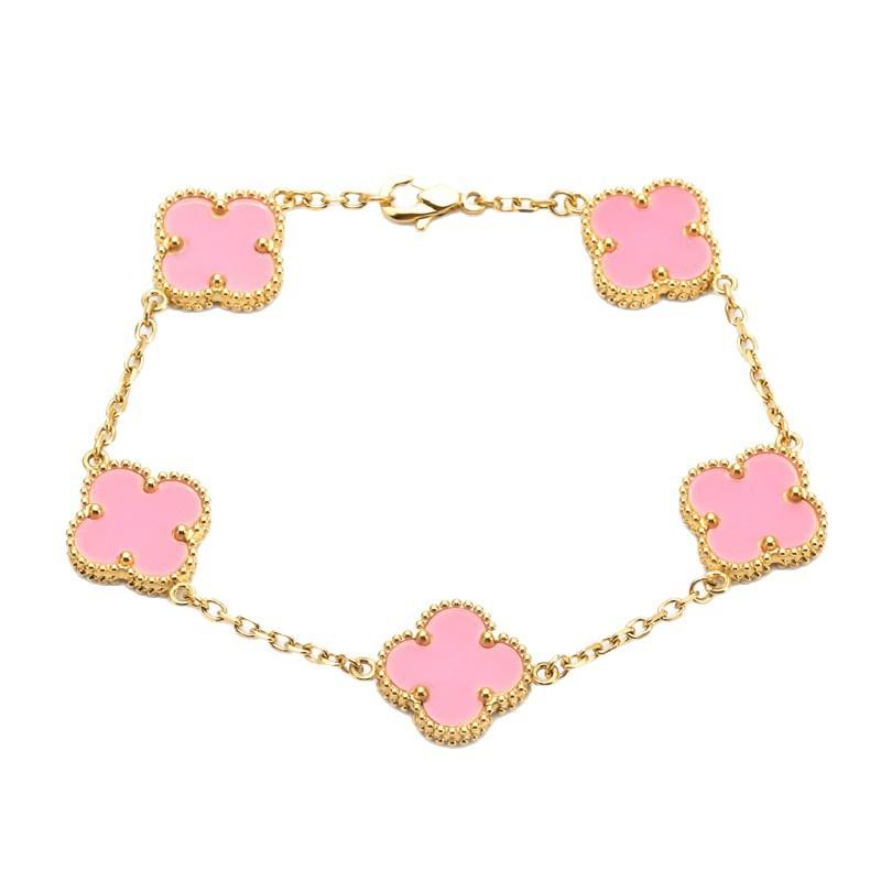 15mm Titanium Steel Double-Sided Four-Leaf Clover Bracelet Non-Fading Fashionable Four-Leaf Clover Flower Bracelet