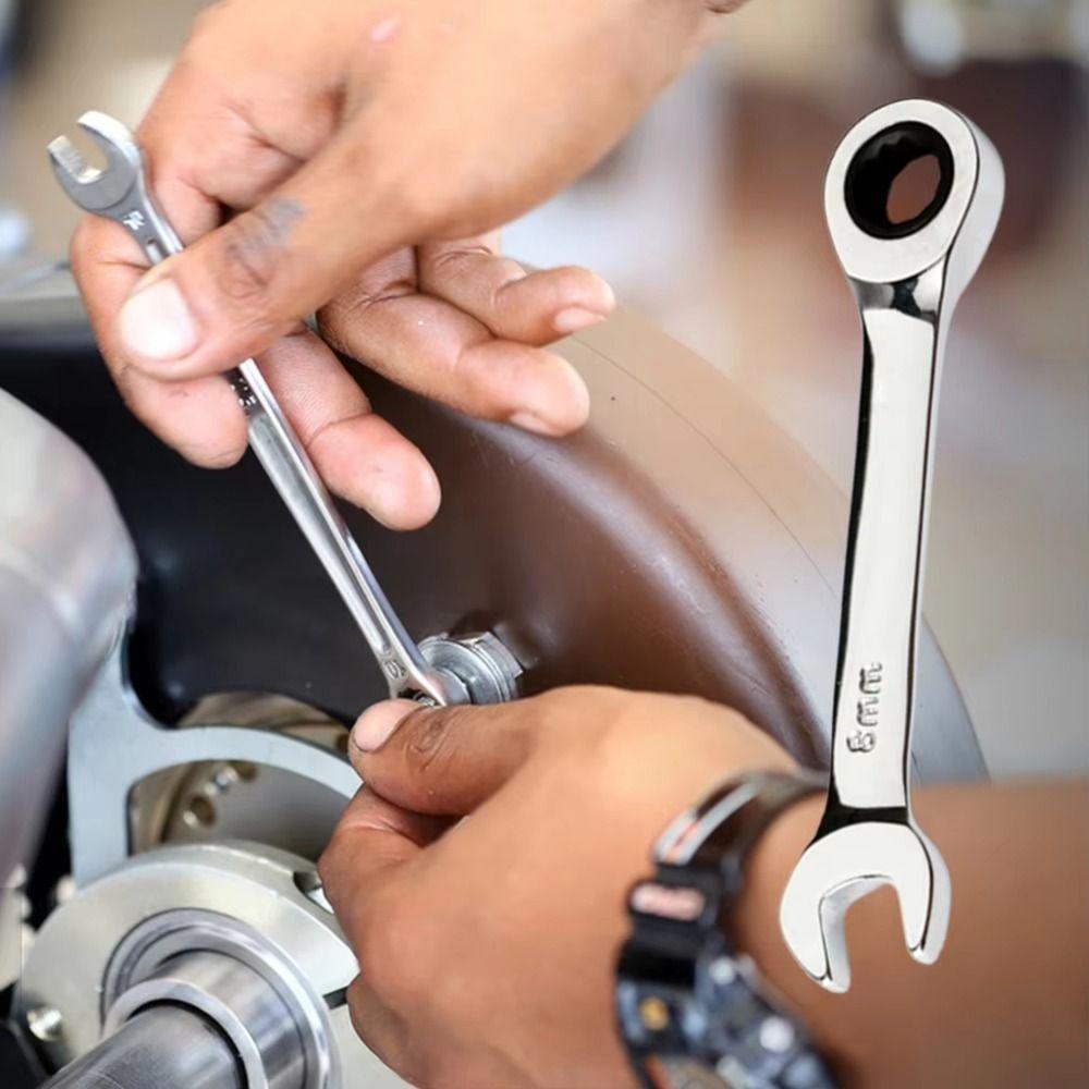 Dual-use Quick Open Wrench CR-V Steel Reversible Spanner Ratcheting Spanner  Bike Repair
